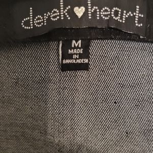 Black denim zip front mini dress